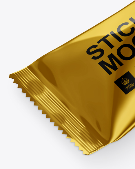 Matte Metallic Stick Sachet Mockup - Halfside View (High-Angle Shot) Matte Metallic Stick Sachet Mockup - Halfside View (High-Angle Shot)