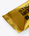 Matte Metallic Stick Sachet Mockup - Halfside View (High-Angle Shot)