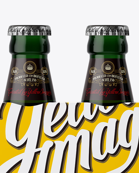 White Paper 3 Pack Dark Green Bottle Carrier Mockup