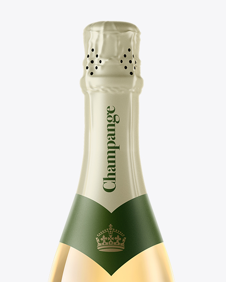 Clear Glass Champagne Bottle Mockup