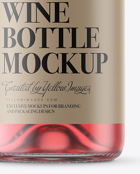 Clear Glass Pink Champagne Bottle Mockup
