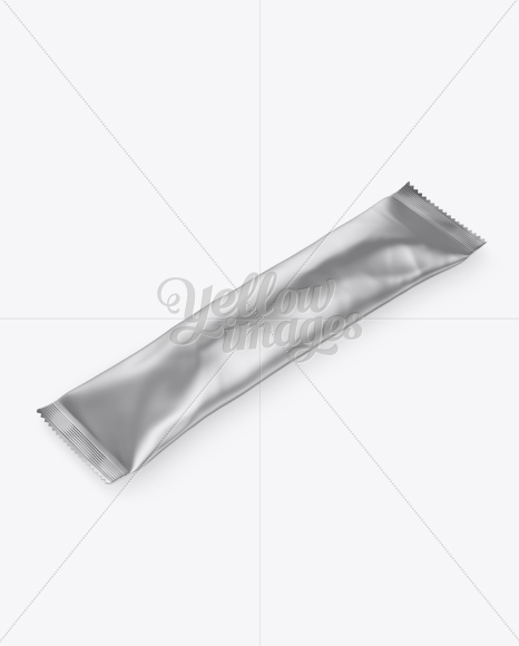 Matte Metallic Stick Sachet Mockup - Halfside View (High-Angle Shot