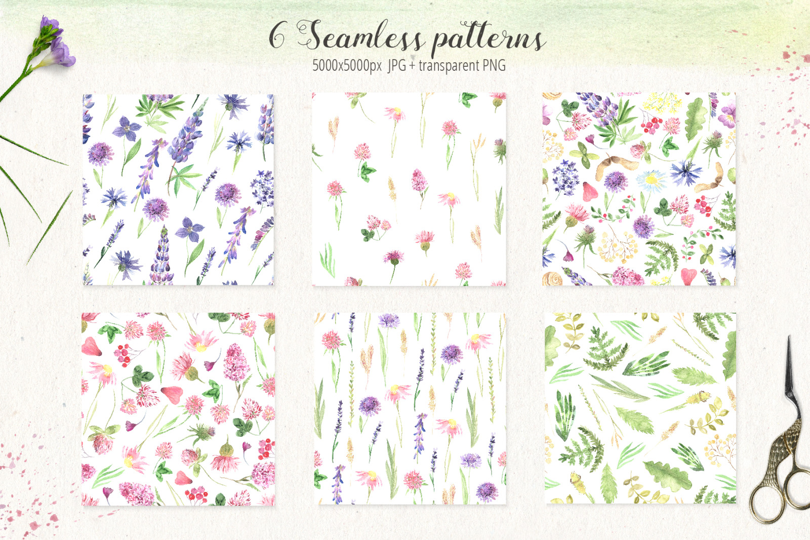 Watercolor Wildflowers Set