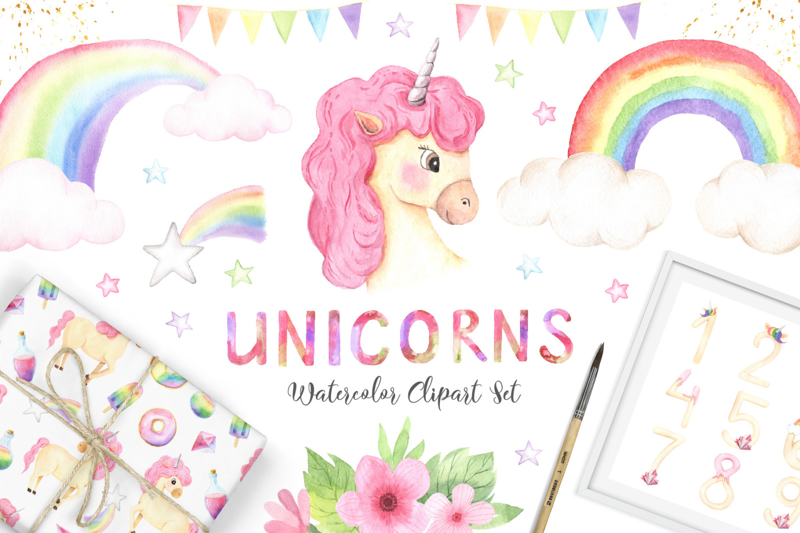 Watercolor Unicorns Set Vol.2 Watercolor Unicorns Set Vol.2