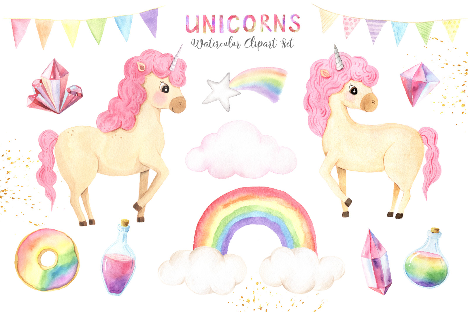 Watercolor Unicorns Set Vol.2 Watercolor Unicorns Set Vol.2