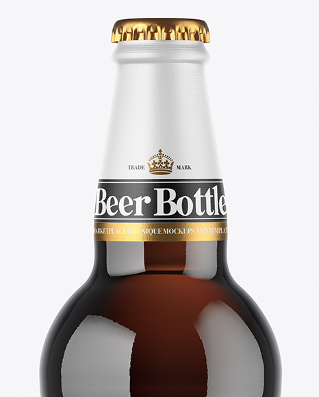 Dark Amber Beer Bottle Mockup