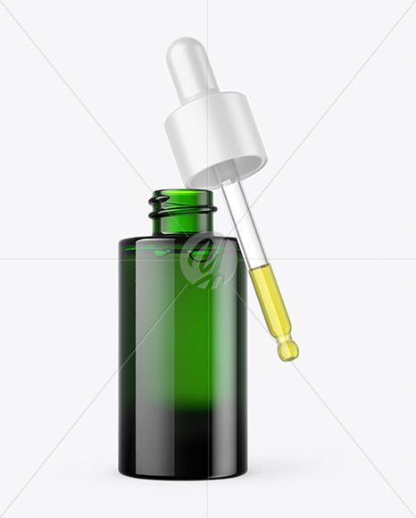 Green Glass Dropper Bottle Mockup