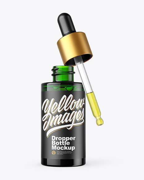 Green Glass Dropper Bottle Mockup