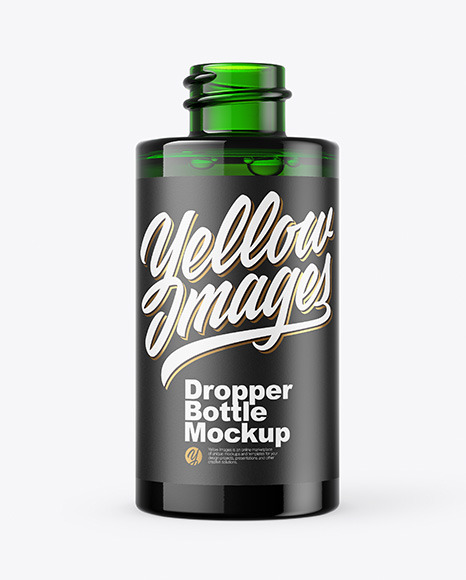 Green Glass Dropper Bottle Mockup