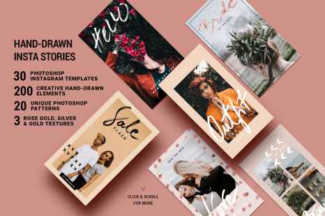 Rose Gold Instagram Stories Pack - Hand written