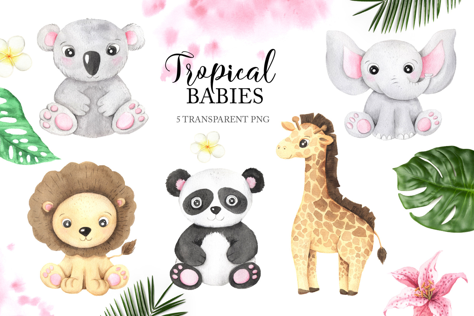 Watercolor Tropical Babies clipart