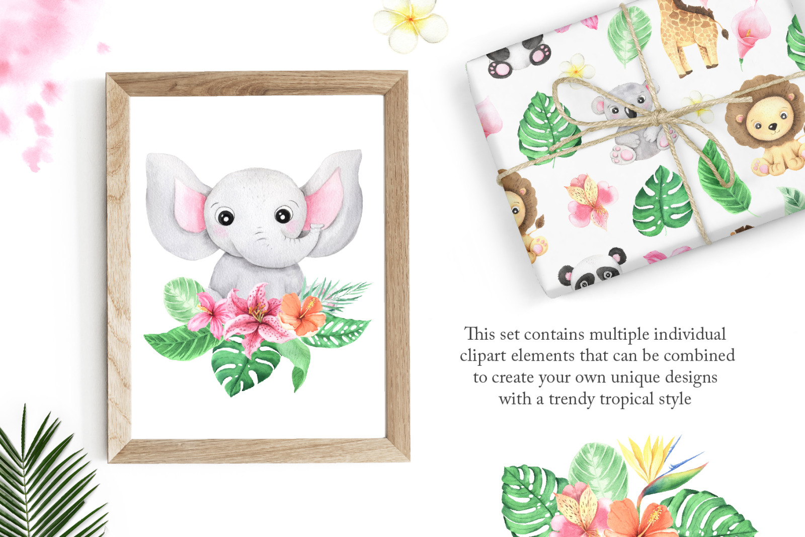 Watercolor Tropical Babies clipart