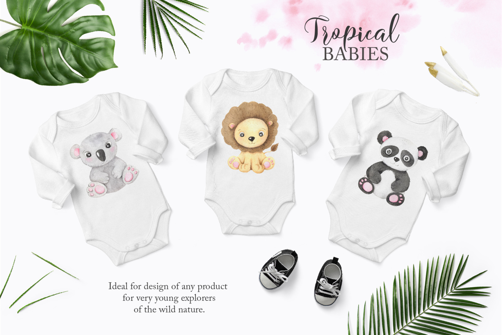 Watercolor Tropical Babies clipart