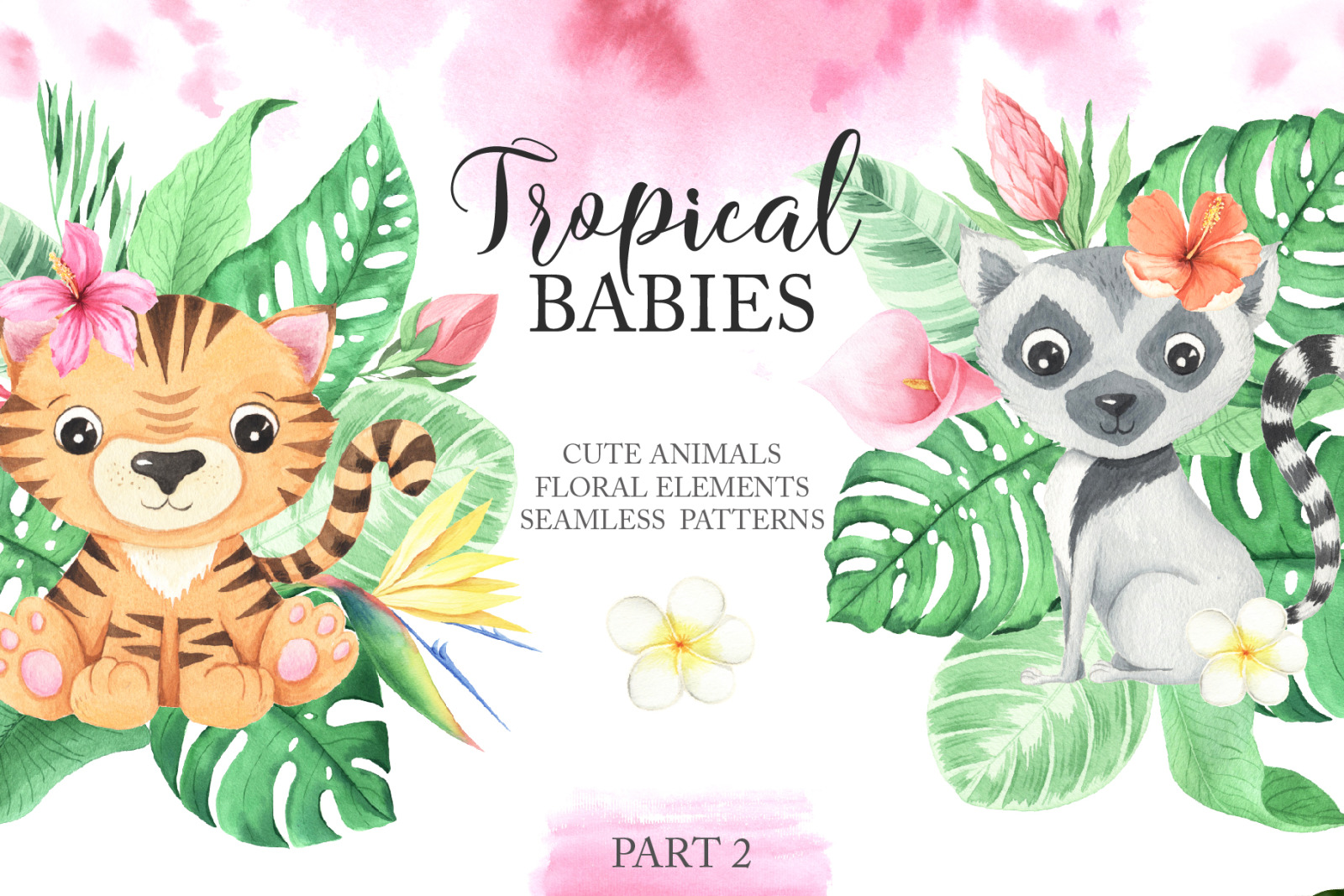 Watercolor Tropical Babies Set Watercolor Tropical Babies Set