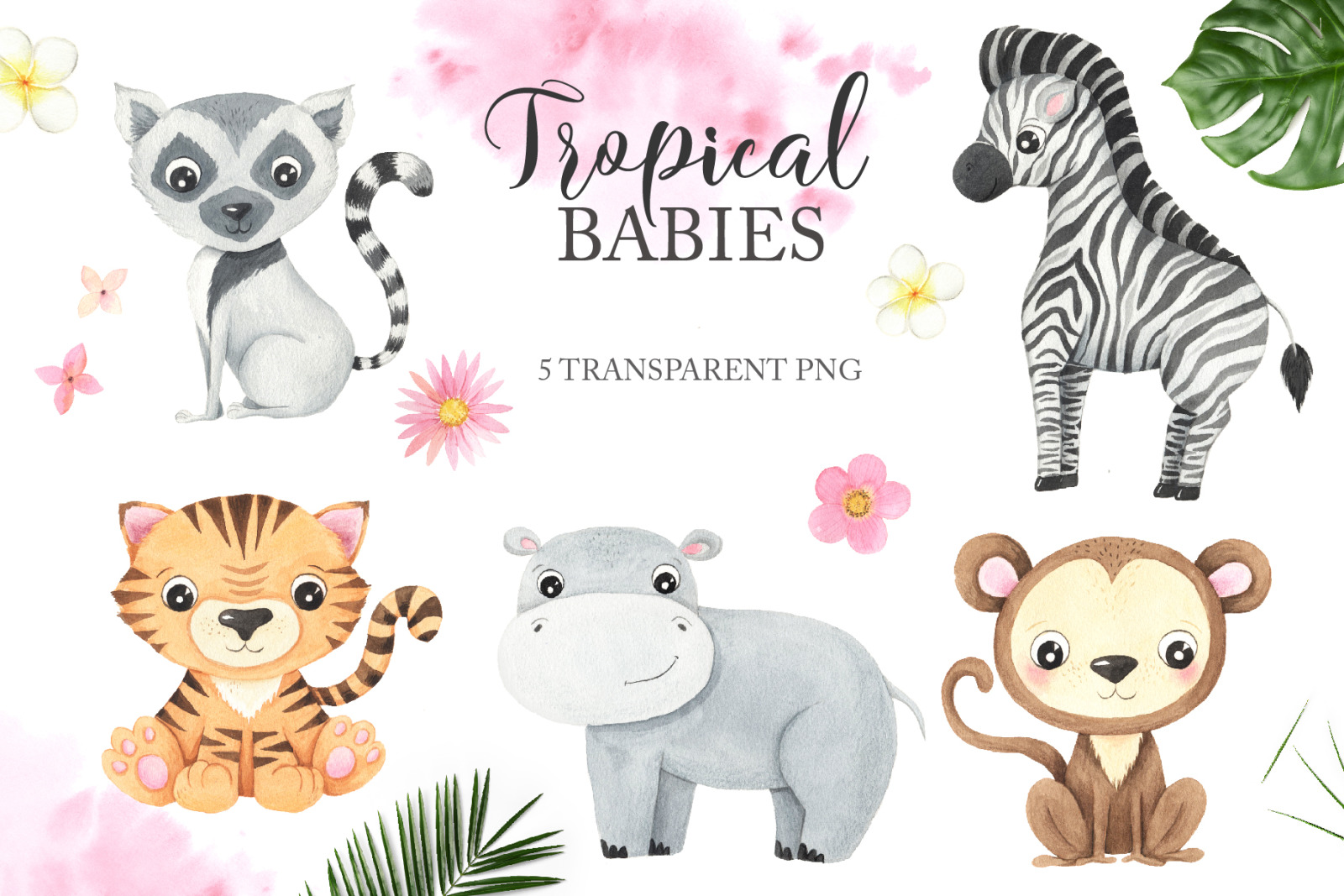 Watercolor Tropical Babies Set Watercolor Tropical Babies Set