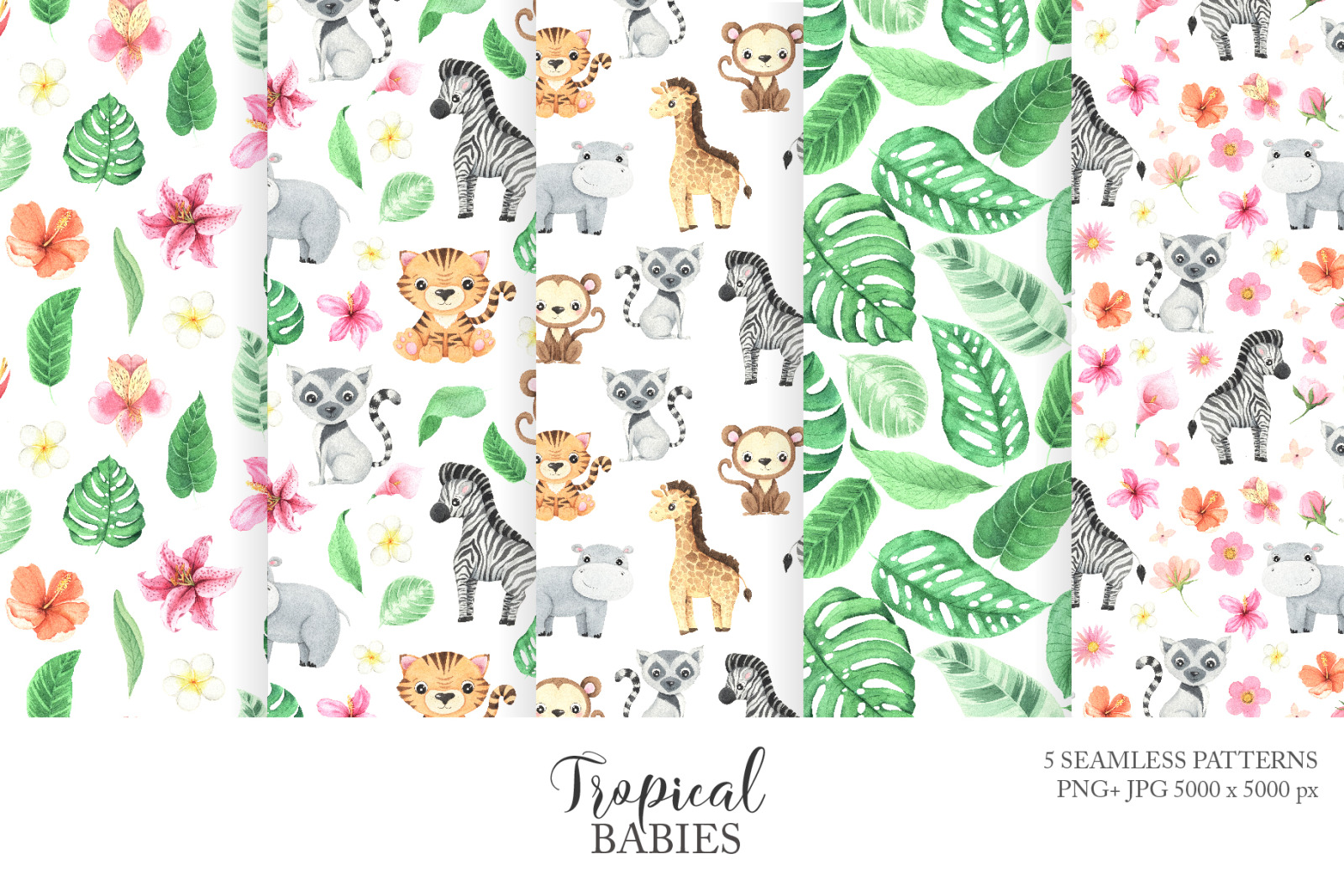 Watercolor Tropical Babies Set