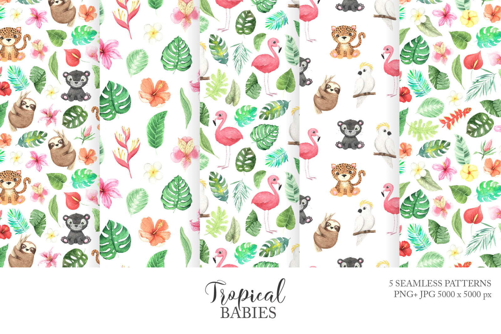 Watercolor Tropical Babies Set 3