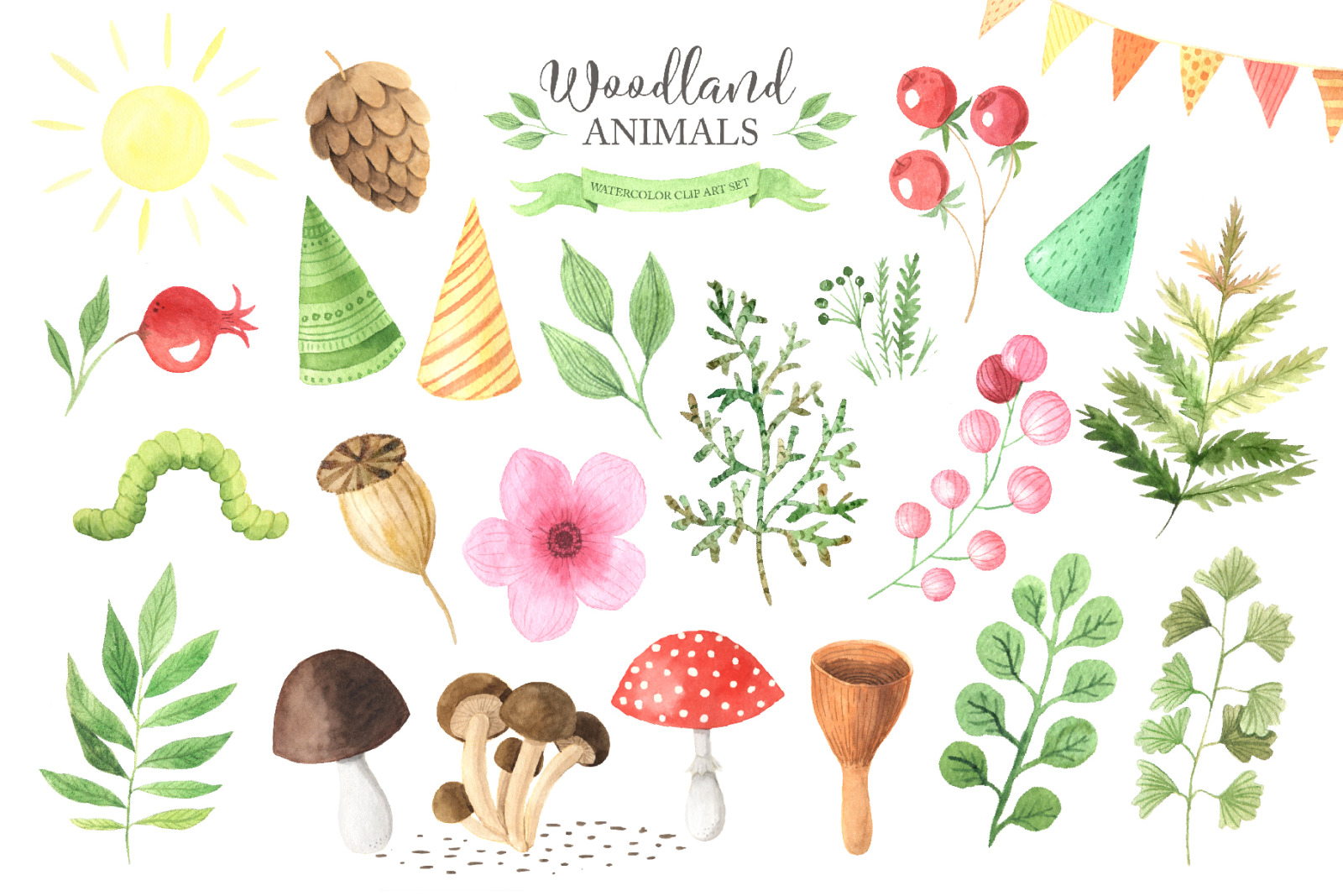 Watercolor Woodland Animals Set