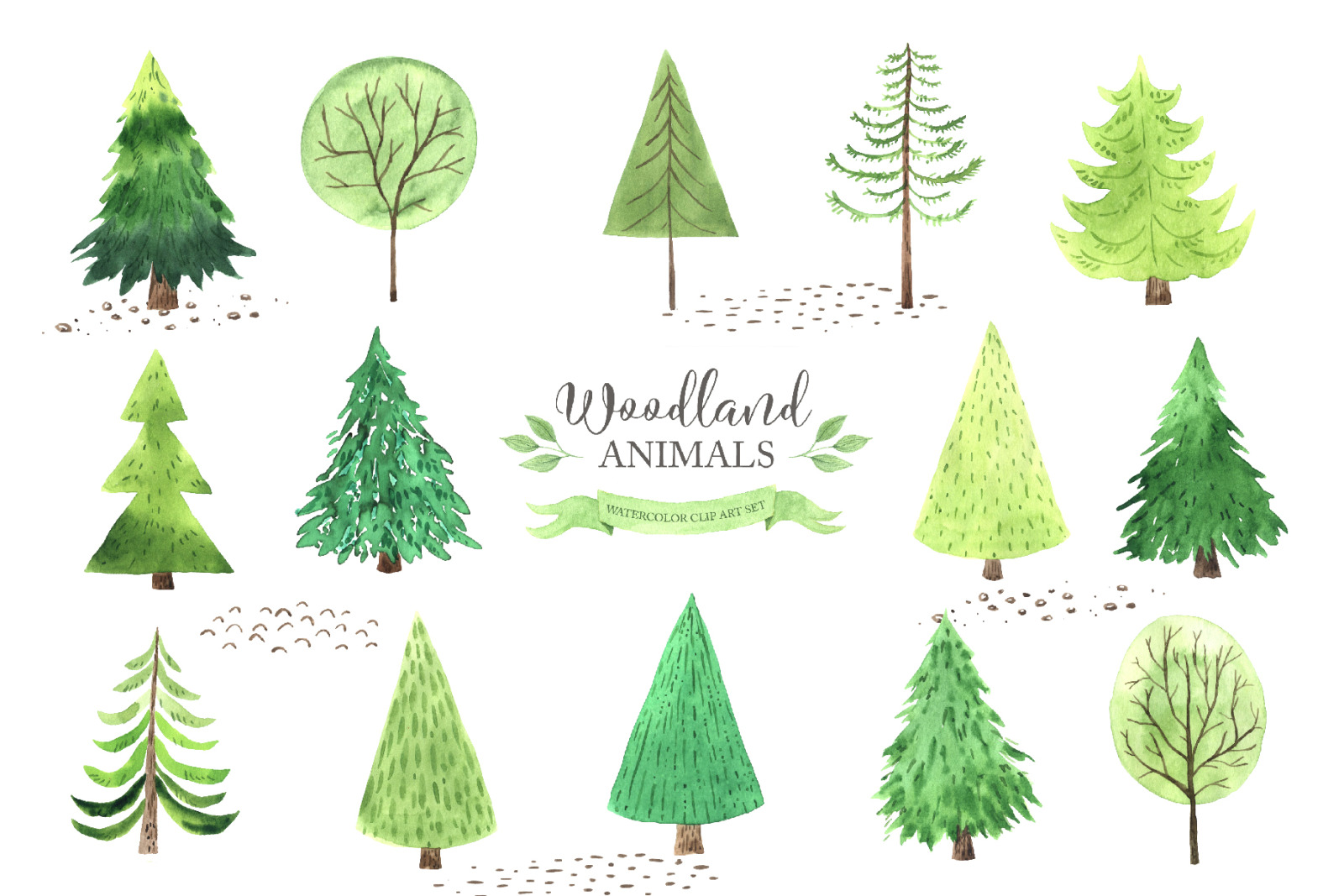 Watercolor Woodland Animals Set