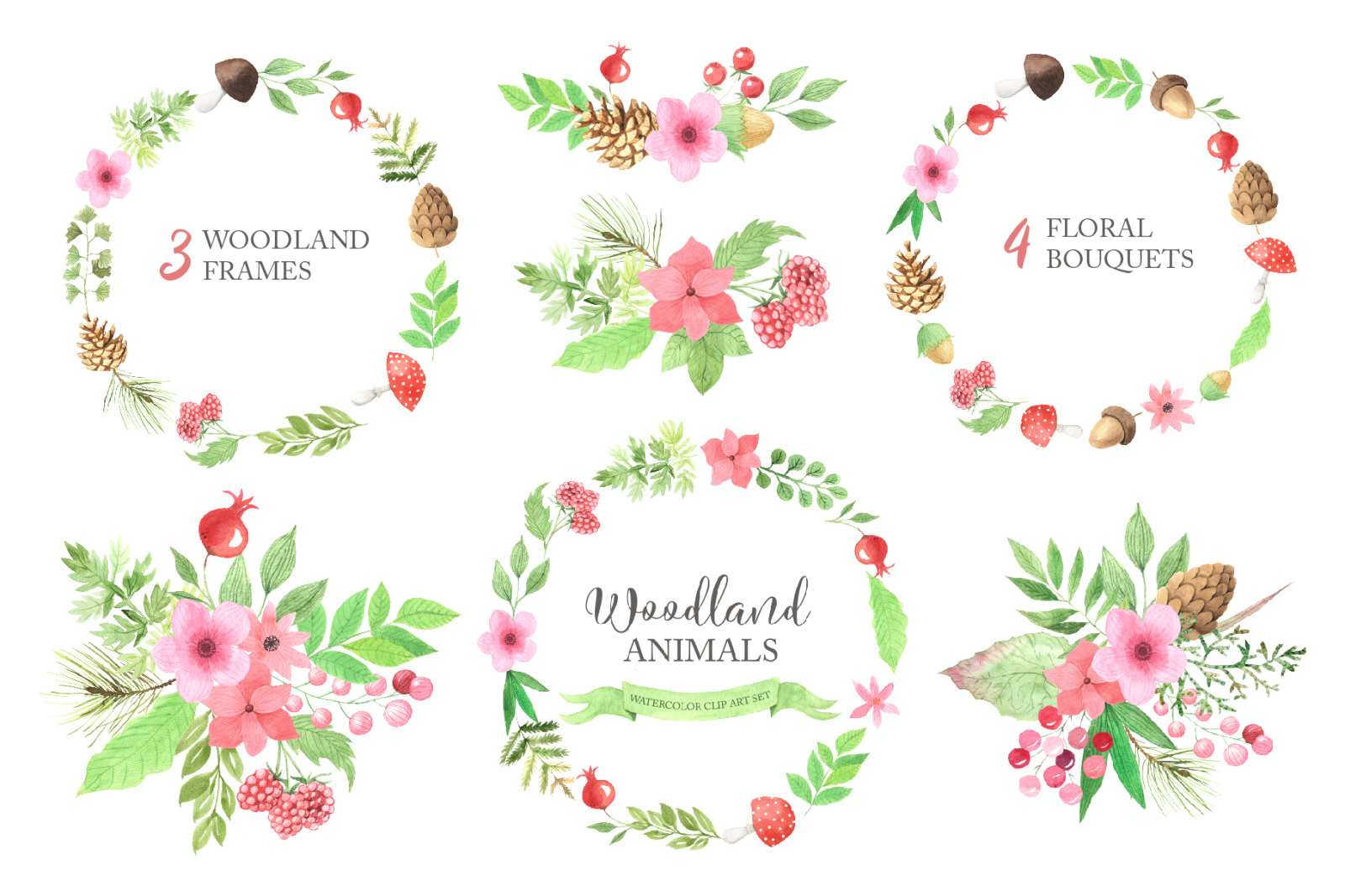 Watercolor Woodland Animals Set