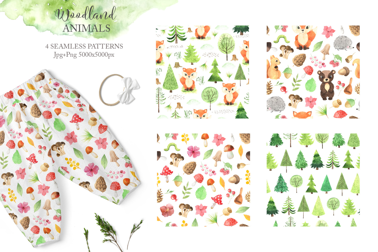 Watercolor Woodland Animals Set