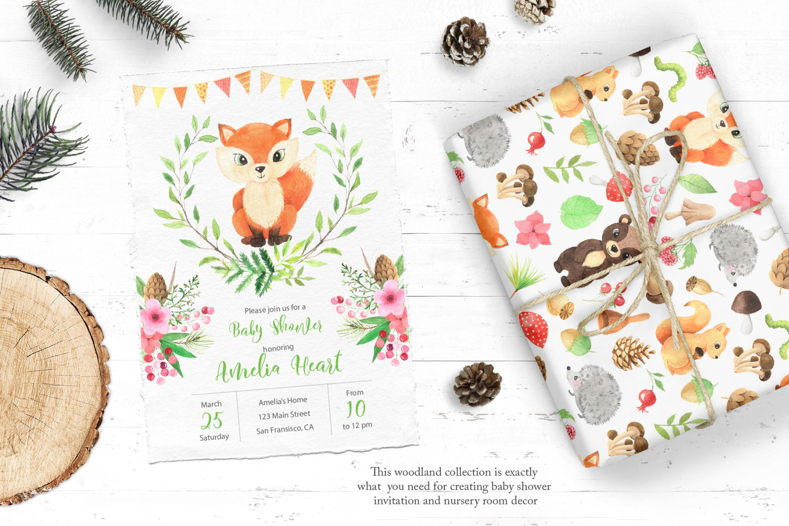 Watercolor Woodland Animals Set