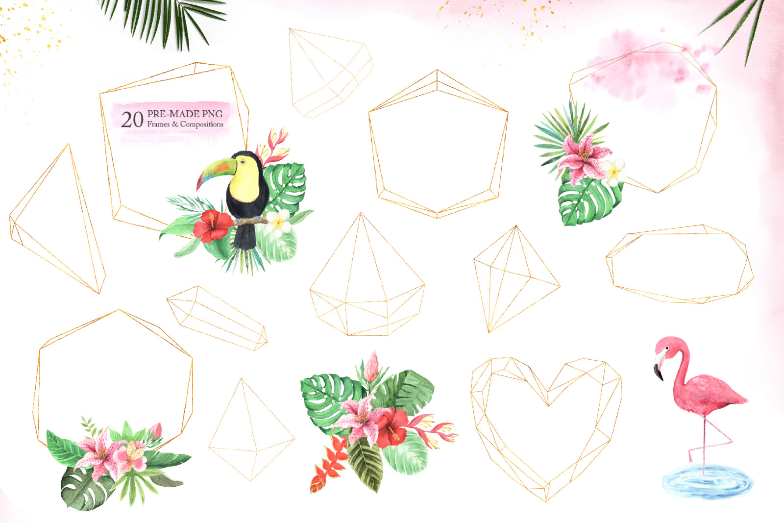 Watercolor Tropical Birds Set Watercolor Tropical Birds Set