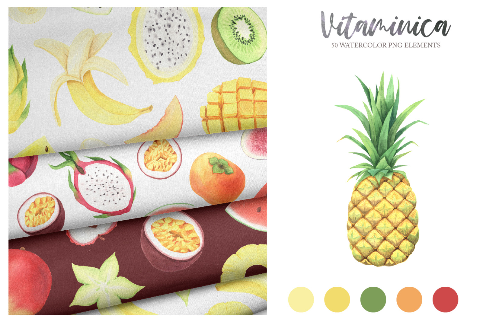 Watercolor Vitaminica Fruit Set