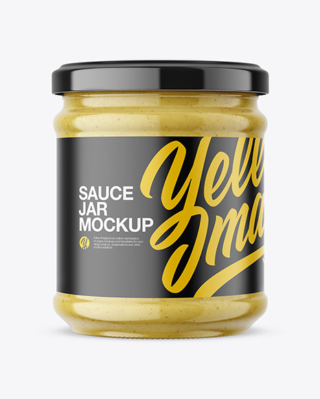 Clear Glass Jar with Mustard Sauce Mockup - Glass+Jar+with+Sauce+Mockup+-+Glass+Jar+with+Sauce+Mockup+-+Glass+Jar+with+Tomato+Sauce+Mockup+...