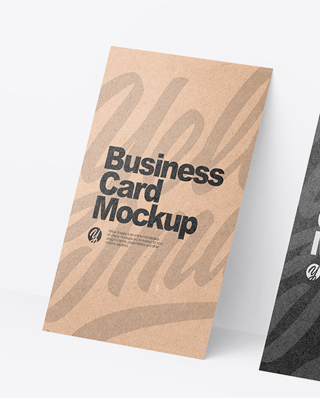 Three Kraft Business Cards Mockup