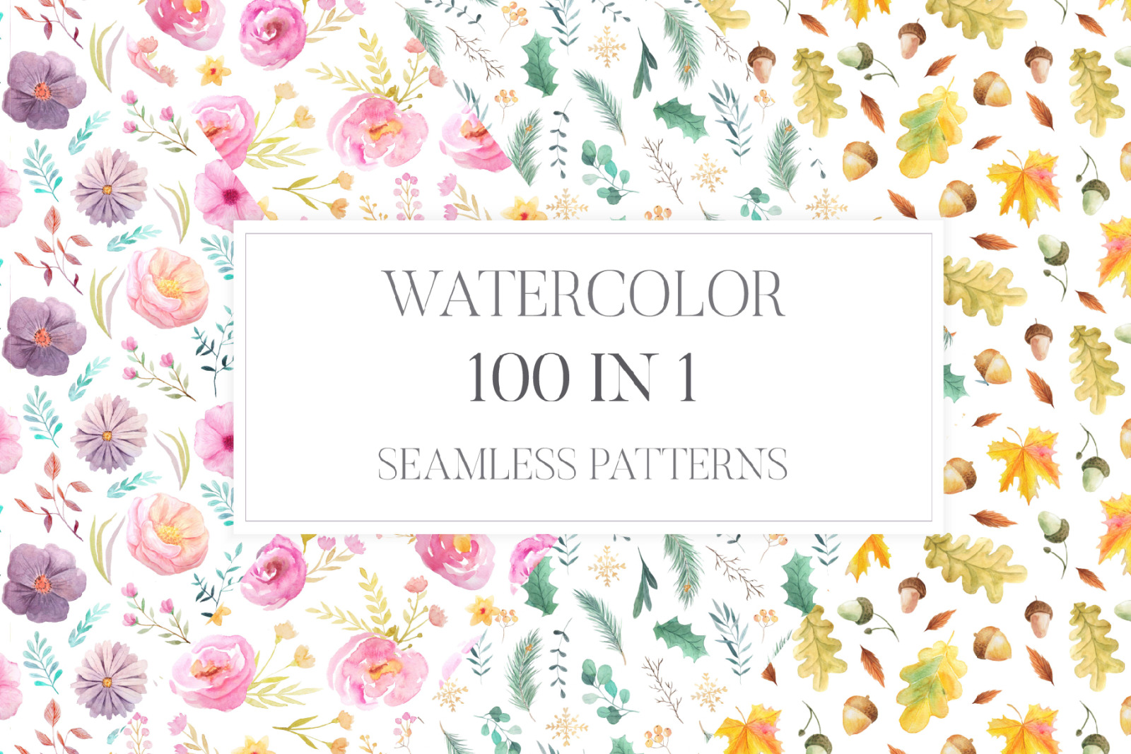 100 in 1 Watercolor Patterns Set 100 in 1 Watercolor Patterns Set
