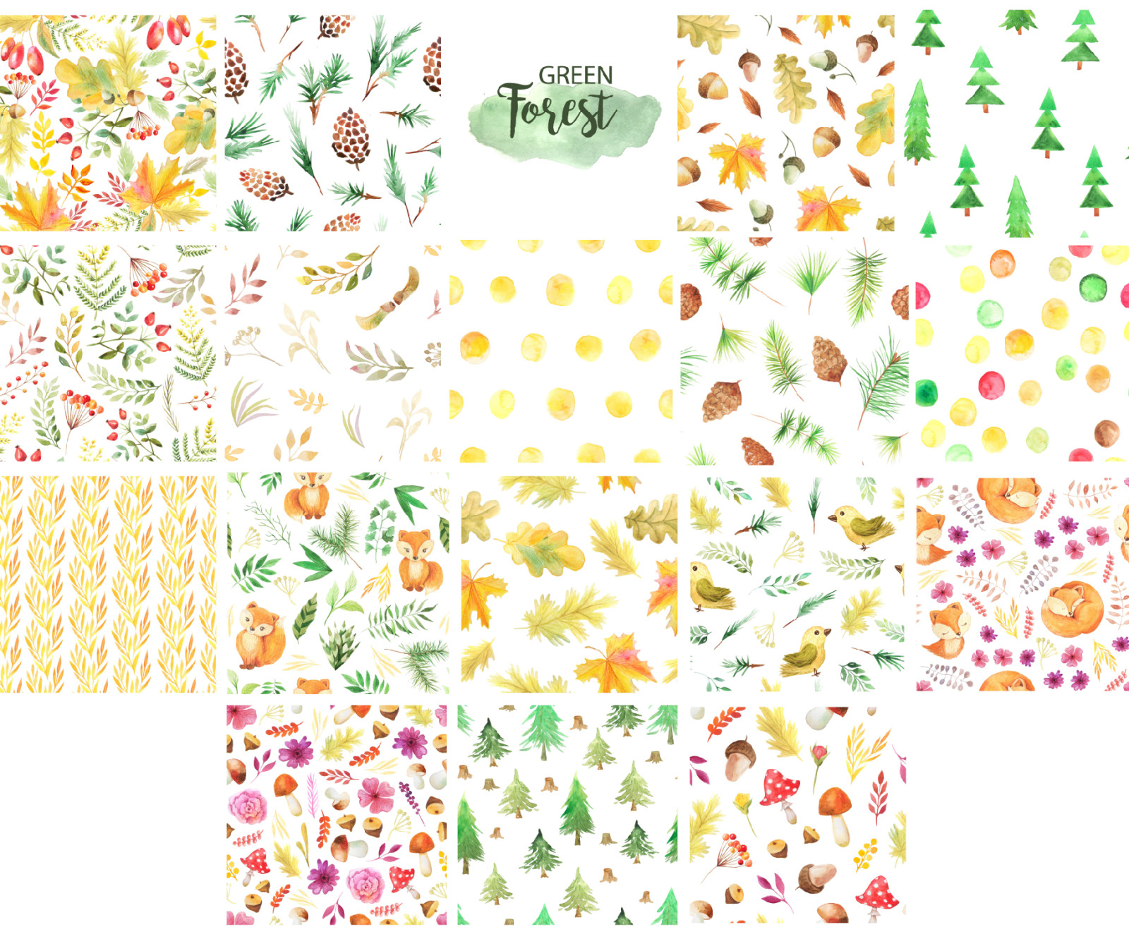 100 in 1 Watercolor Patterns Set