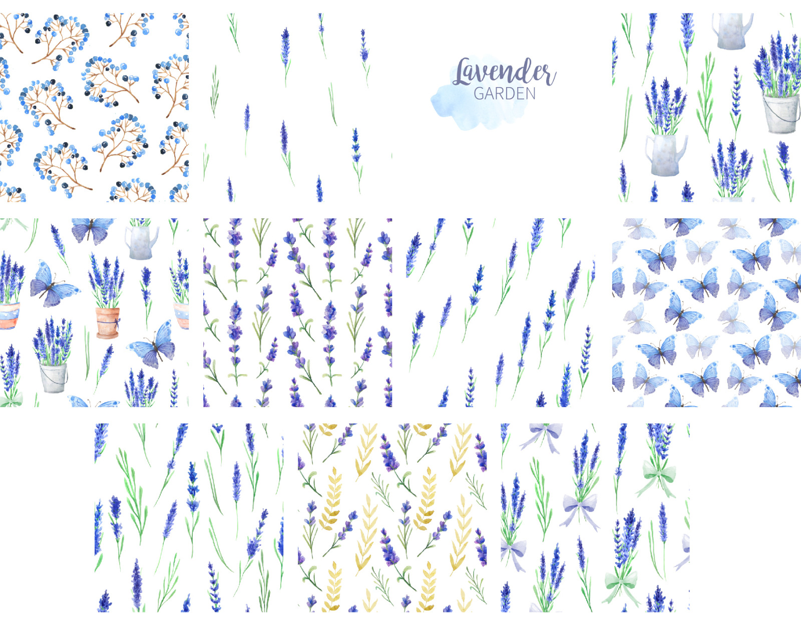 100 in 1 Watercolor Patterns Set