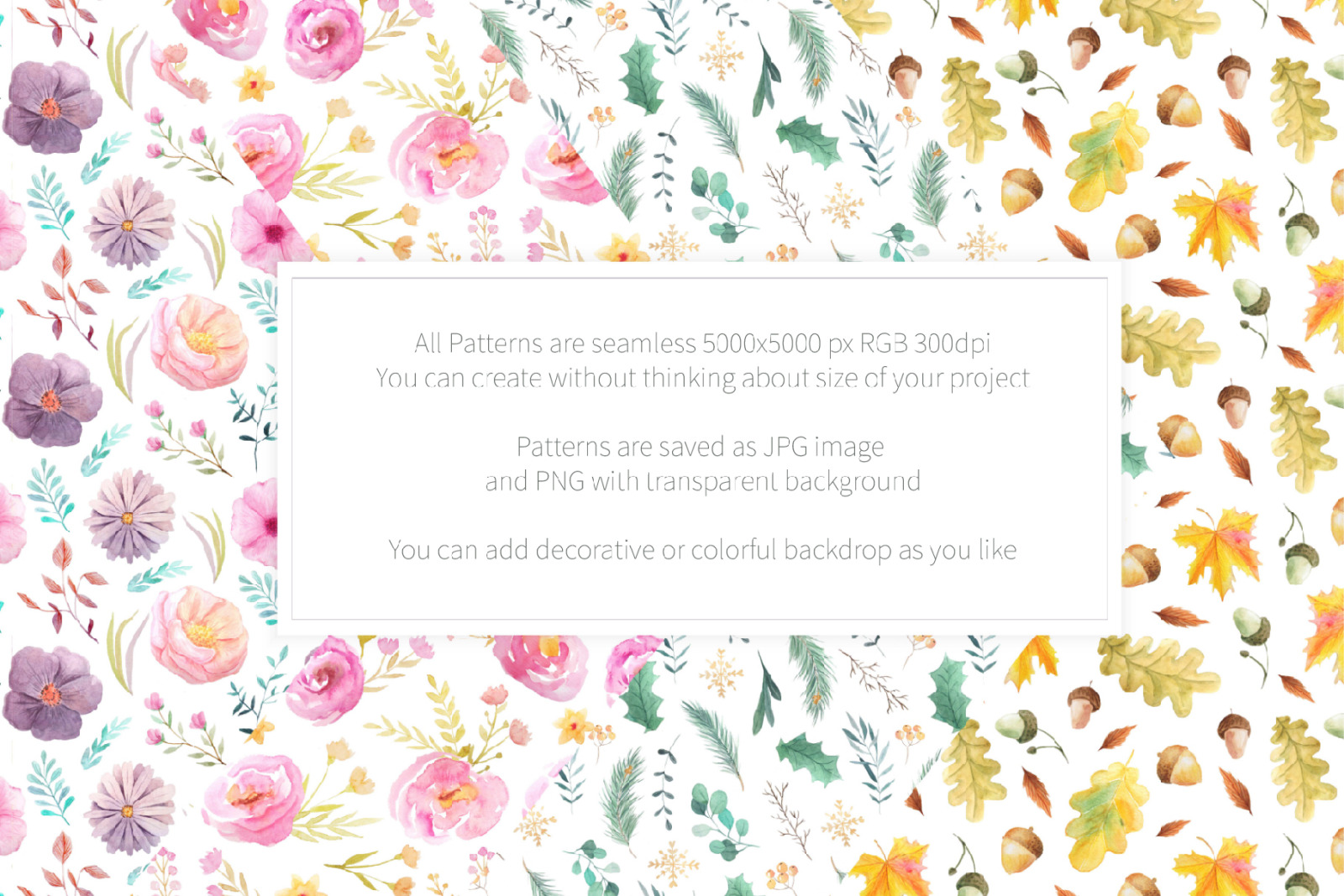 100 in 1 Watercolor Patterns Set