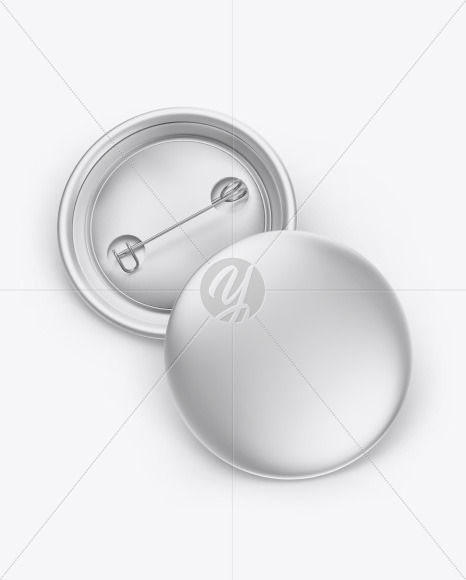 Two Metallic Button Pins Mockup