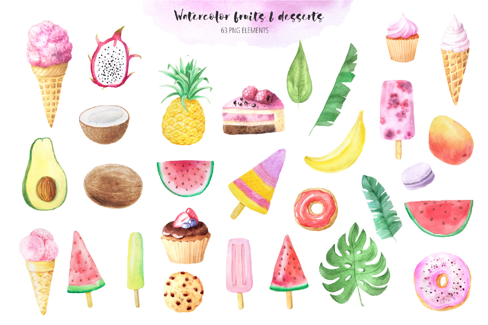 Watercolor Fruits &amp; Desserts Vol.2