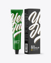 Glossy Cosmetic Tube with Box Mockup