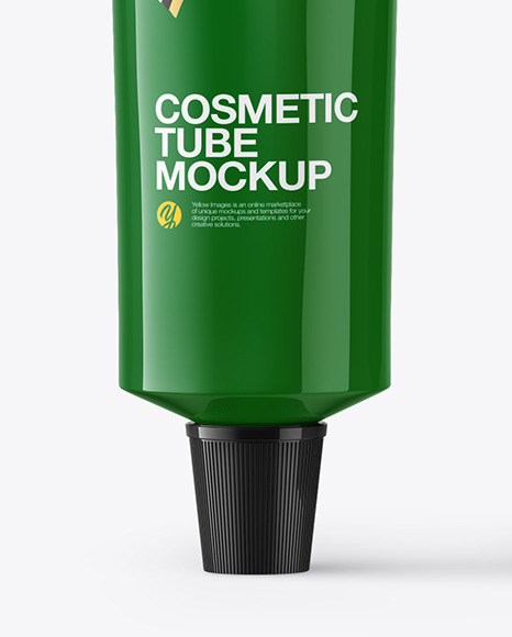 Glossy Cosmetic Tube with Box Mockup