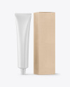 Glossy Cosmetic Tube with Kraft Box Mockup