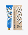 Glossy Cosmetic Tube with Kraft Box Mockup