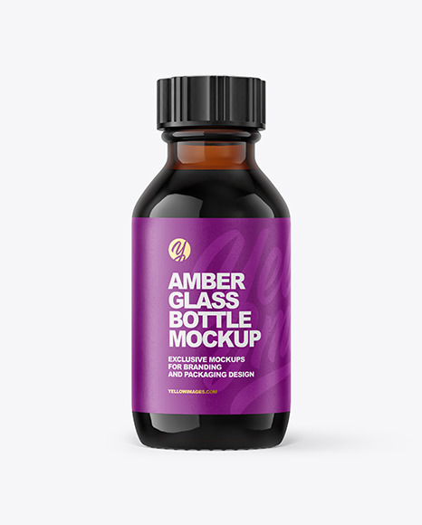 50ml Amber Glass Bottle Mockup 50ml Amber Glass Bottle Mockup