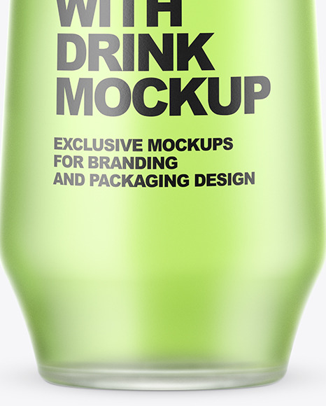 Frosted Glass With Drink Mockup