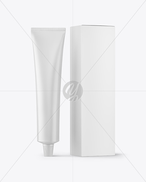 Matte Cosmetic Tube with Box Mockup