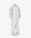 Winter Insulated Coveralls Mockup – Front Half Side View