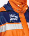 Winter Insulated Coveralls Mockup – Front Half Side View