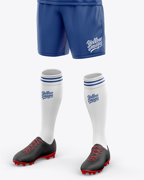 Men’s Full Soccer Kit with V-Neck Jersey Mockup - Front Half-Side View