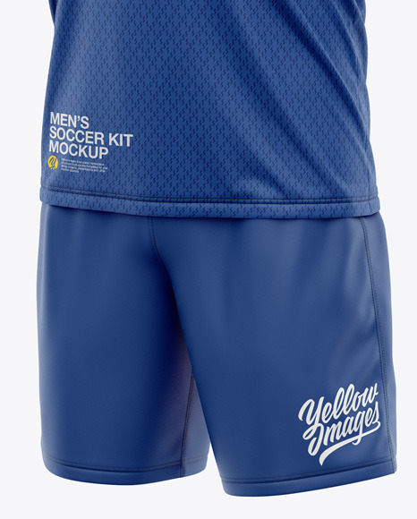 Men’s Full Soccer Kit with V-Neck Jersey Mockup - Front Half-Side View