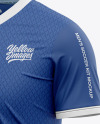 Men’s Full Soccer Kit with V-Neck Jersey Mockup - Front Half-Side View