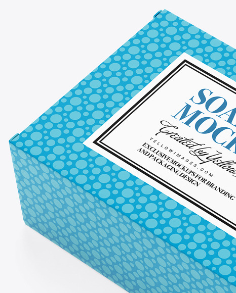 Matte Carton Box with Soap Mockup - High Angle View