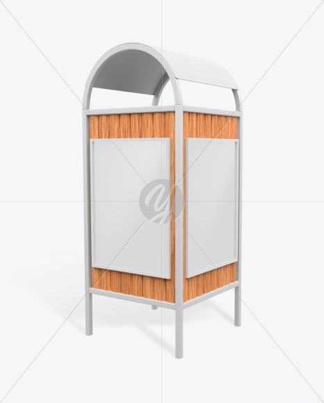 Advertising Rubbish Bin with Poster Mockup - Perspective View